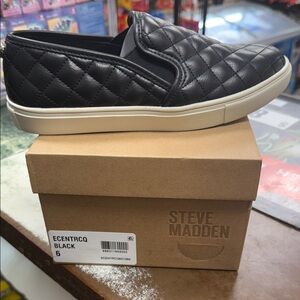Steve Madden Black Quilted Slip-On Shoes